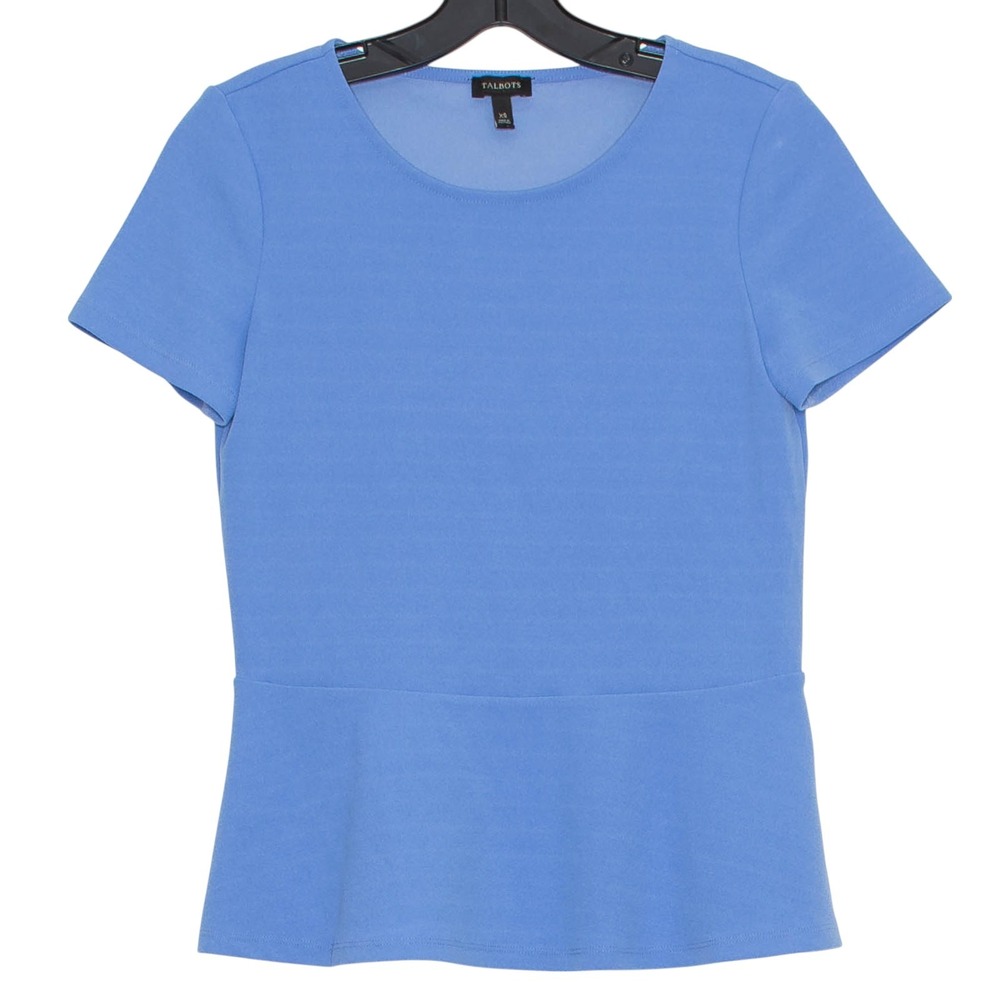 Talbots Top Minimalist Coastal Grandma Quiet Luxury Preppy Academia Blue Size XS